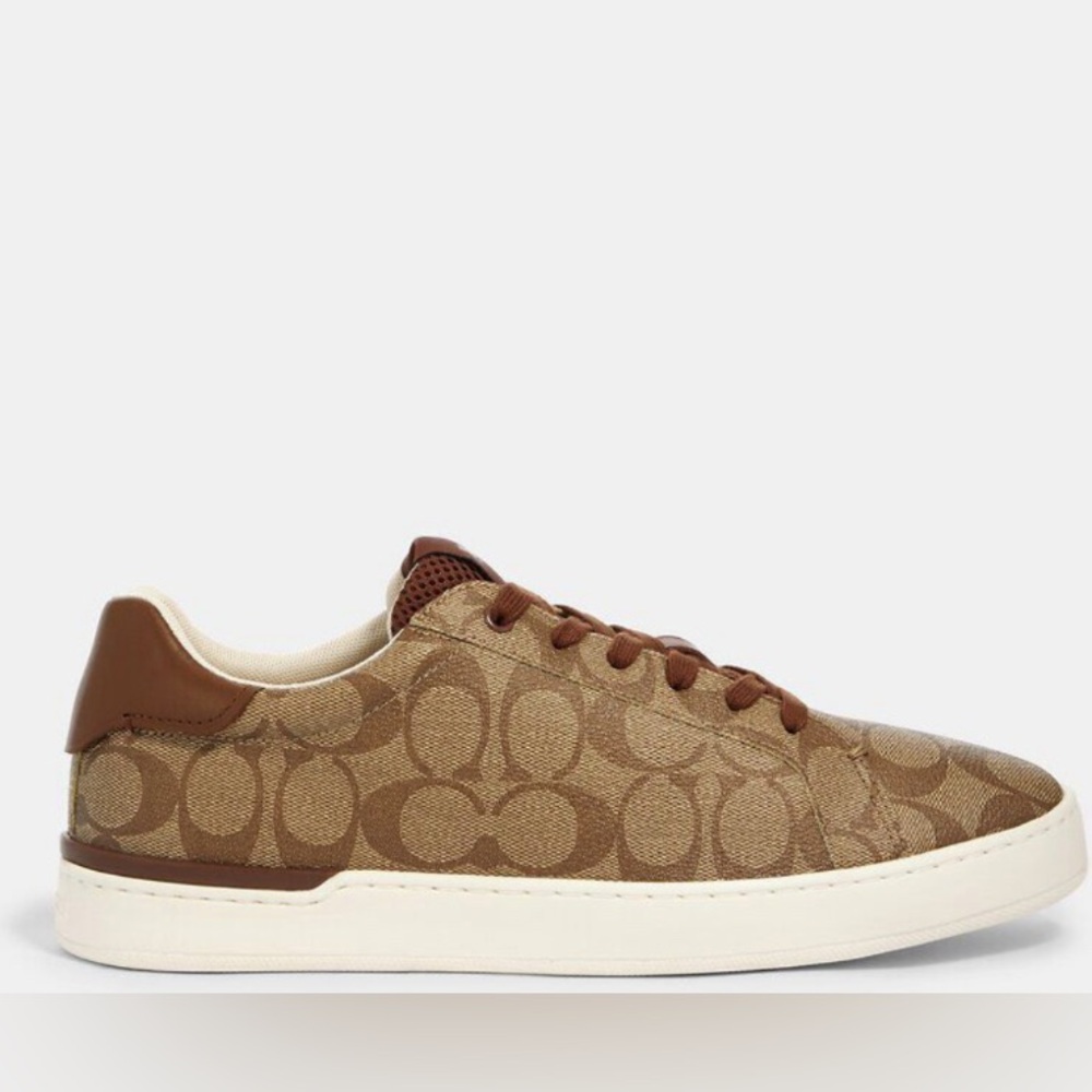 New coach signature khaki saddle sneakers